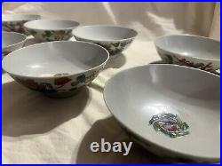 Qing Dynasty Antique Chinese Porceline Bowls Rare Set Of 8