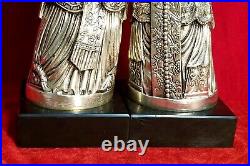 Qing Dynasty Chinese Emperor Empress Silver Brass White Copper STATUE 23 vtg