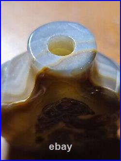 Rare Antique Chinese Qing Dynasty Carved Agate Snuff Bottle